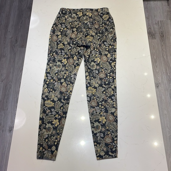 Leggings, black with floral pattern made by local designer in Vancouver, BC - Picture 2 of 4